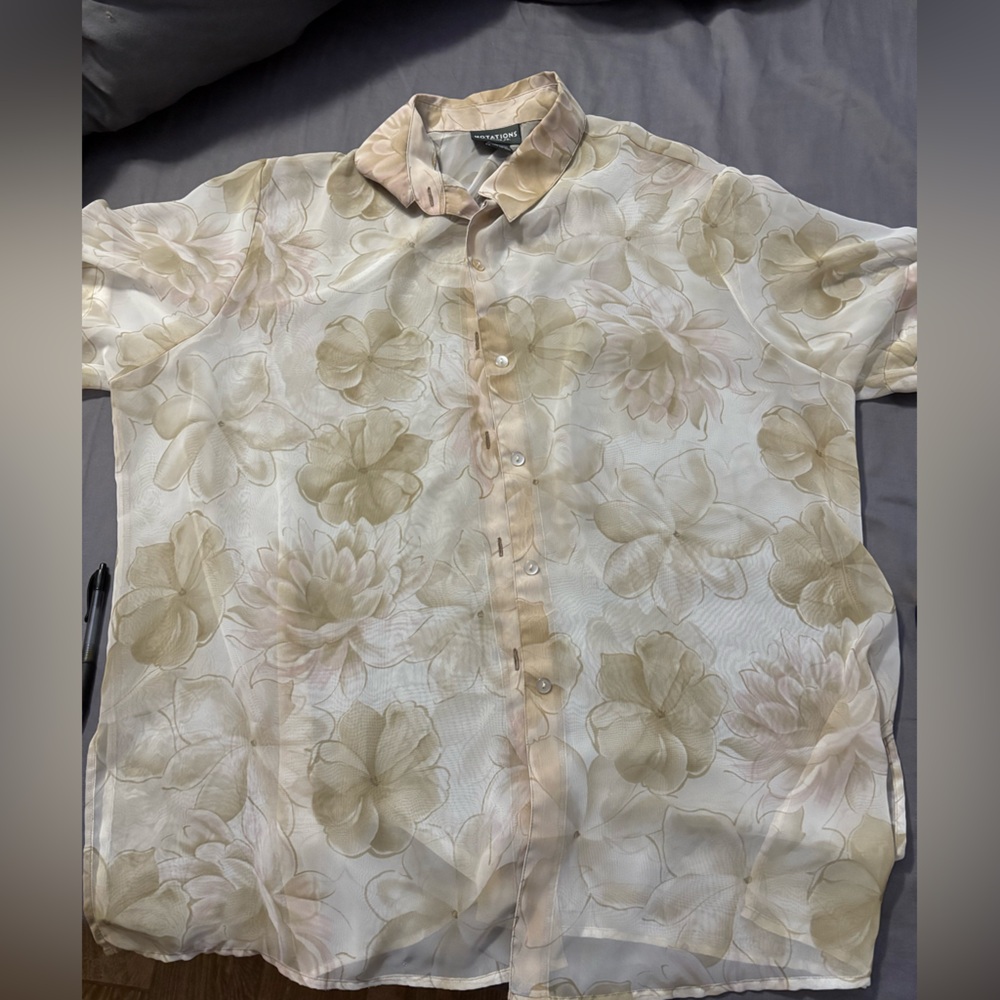 Notations Tan Floral Top